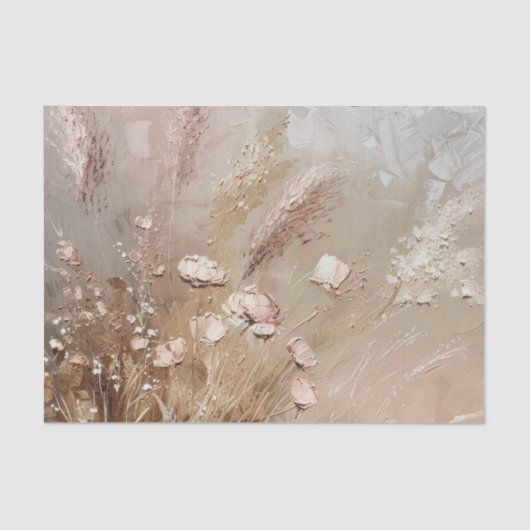 Chic Beige Blush Boho Floral Seidenpapier (Vorderseite)