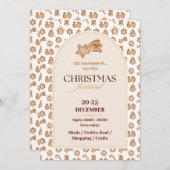 Chic Beige, Braun, Illustriertes Lebkuchen Einladung (Vorne/Hinten)