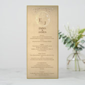 Chic Beige Cream Watercolor, Monogram Wedding Menu Einladung (Stehend Vorderseite)