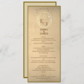 Chic Beige Cream Watercolor, Monogram Wedding Menu Einladung (Vorne/Hinten)