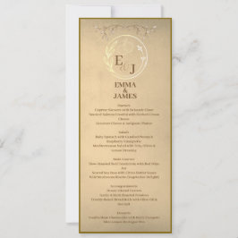 Chic Beige Cream Watercolor, Monogram Wedding Menu Einladung