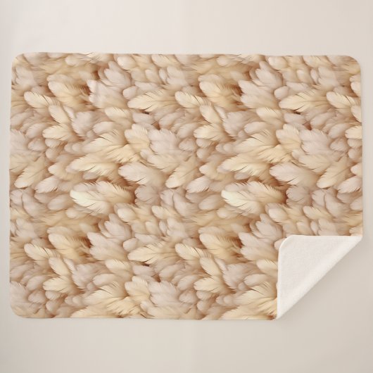 Chic beige Feathpattern Sherpadecke (Vorderseite (Horizontal))