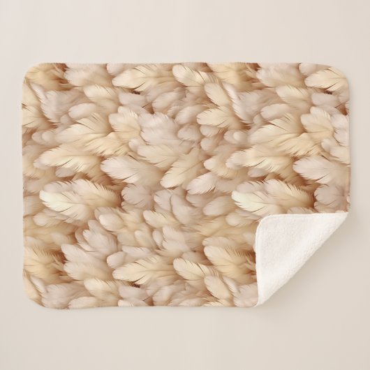 Chic beige Feathpattern Sherpadecke (Vorderseite (Horizontal))