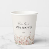 Chic Beige Floral Baby in Bloom Baby Dusche Pappbecher (Vorderseite)