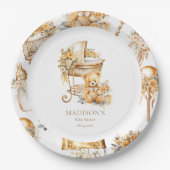 Chic Beige & Gold Bassinet Custom Pappteller (Vorderseite)