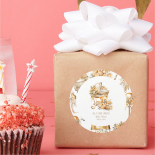 Chic Beige Gold Bassinet Custom Runder Aufkleber