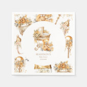 Chic Beige & Gold Bassinet Custom Serviette (Vorderseite)