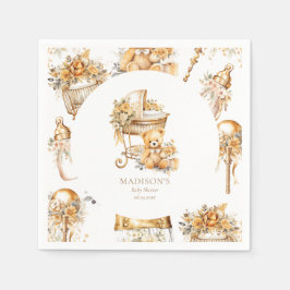 Chic Beige & Gold Bassinet Custom Serviette