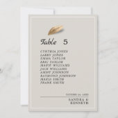 Chic Beige & Gold Leaf Tischnummer Seekarte (Vorderseite)