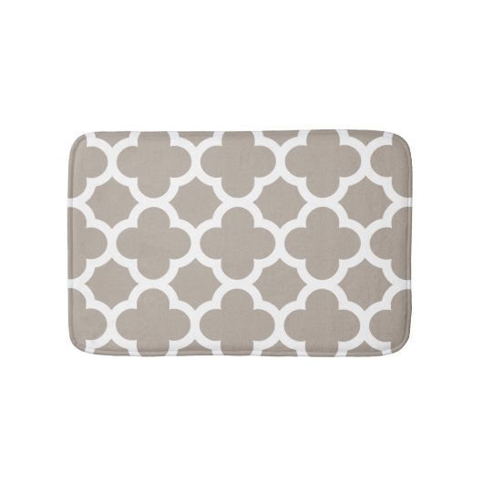 Chic Beige Gray Retro Niedlich Trellis Muster Badematte (Vorderseite)