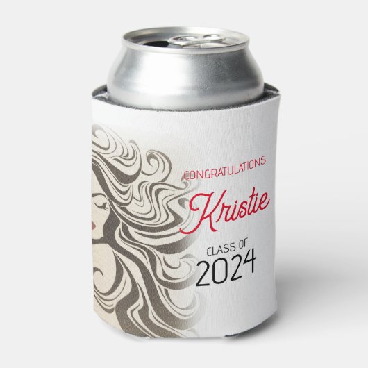 Chic Beige Hair Stylist Graduation Party Retro Dosenkühler (Kanne Vorderseite)