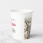 Chic Beige Hair Stylist Graduation Party Retro Pappbecher (Rechts)