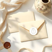 Chic Beige Hand Draw & Ribbon Monogram Wappen Runder Aufkleber