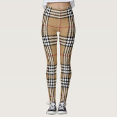Chic Beige Karierte Leggings mit einem stilvollen  (Vorderseite)