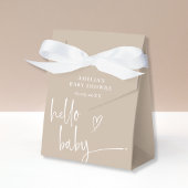 Chic Beige Minimalistisch Hello Baby Dusche Geschenkschachtel