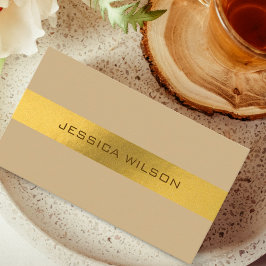 Chic beige pastel earthy gold frame business card visitenkarte