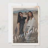 Chic Beige photo double graduation Announcement Einladung (Rückseite)