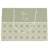Chic Beige Sage Green Strip Custom Business Logo Große Geschenktüte (Vorderseite)