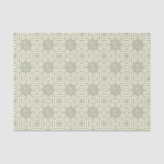 Chic Beige Sage Green Strip Custom Business Logo Seidenpapier (Vorderseite)