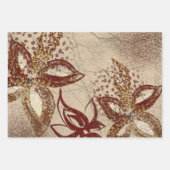 Chic Beige Texture Burgundy Floral Abstrakt Geschenkpapier Set (Vorderseite 3)
