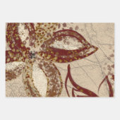 Chic Beige Texture Burgundy Floral Abstrakt Geschenkpapier Set (Vorderseite)