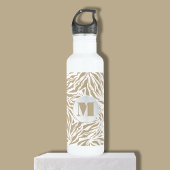 Chic Beige Zebra Print Monogram Edelstahlflasche