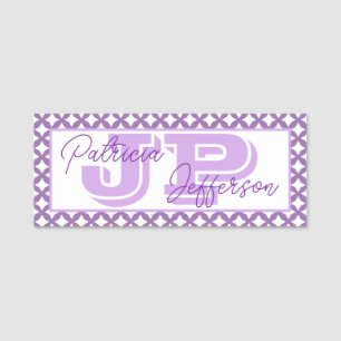 Chic Bellflower Violet Mesh Border Einziges Monogr Namensschild