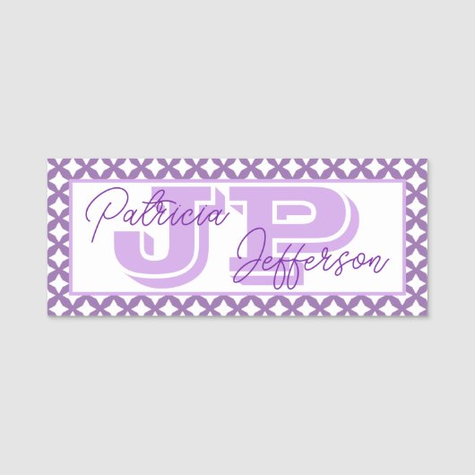 Chic Bellflower Violet Mesh Border Einziges Monogr Namensschild (Vorderseite)