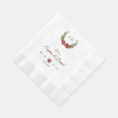 Chic Berries Bullfinch Winter Wreath Wedding Serviette (Ecke)