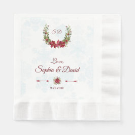 Chic Berries Bullfinch Winter Wreath Wedding Serviette