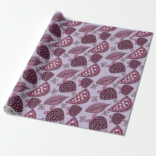 Chic Berry & Fruchtmuster Geschenkpapier (Ungerollt)