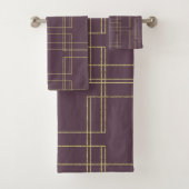 Chic Berry Mauve & Gold Geometric Glam Badhandtuch Set (Insitu)