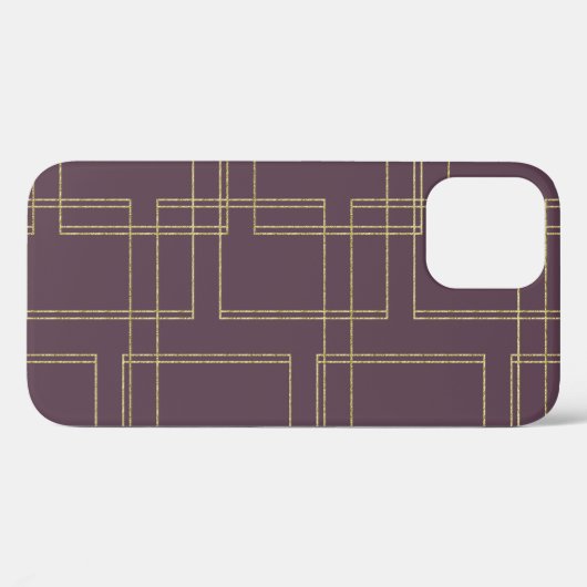 Chic Berry Mauve & Gold Geometric Glam Case-Mate iPhone Hülle (Rückseite (Horizontal))