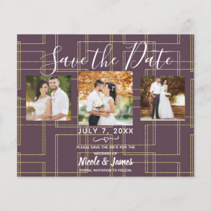 Chic Berry Mauve & Gold Geometrischer Glam Save Da