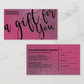 Chic Berry Pink Glitzer Gradient Geschenkgutschein Visitenkarte (Vorne/Hinten)