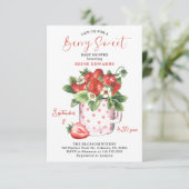 Chic Berry Sweet Strawberries Babydusche Einladung (Stehend Vorderseite)