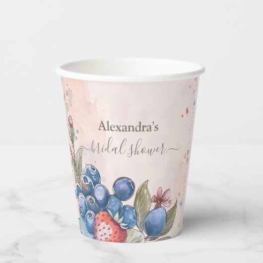 Chic Berry Sweet Strawberry Brautparty Pappbecher (Vorderseite)