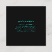 Chic beruflich Black künstlerisch Quadratische Visitenkarte (Rückseite)