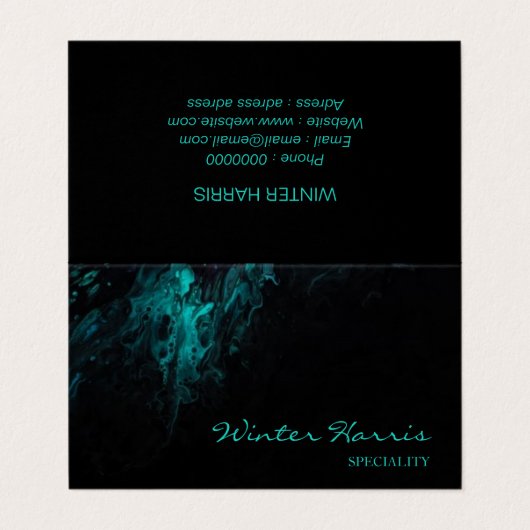 Chic beruflich Black künstlerisch Visitenkarten (Außenseite Aufgefaltet)