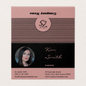 Chic Beruflich Black Pink Falted Business Card (Außenseite Aufgefaltet)