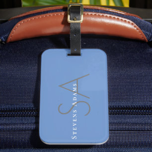 Chic Beruflich Cornflower Blue Mit Monogramm Gepäckanhänger