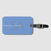 Chic Beruflich Cornflower Blue Mit Monogramm Gepäckanhänger (Vorderseite (Horizontal))