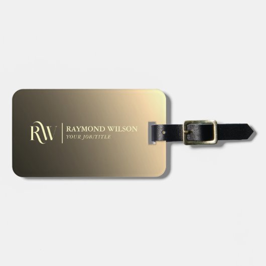 Chic Beruflich Gradient Imitats Gold Monogram Gepäckanhänger (Vorderseite horizontal)