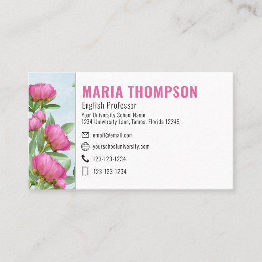 Chic Beruflich Minimalistisch Floral Moderner QR C Visitenkarte (Vorderseite)