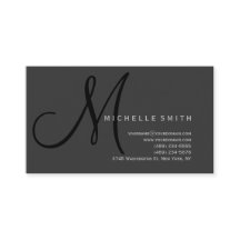 Chic Beruflich Monogram Gray Business Card