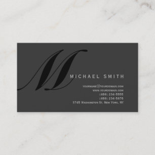 Chic Beruflich Monogram Gray Business Card Visitenkarte