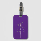 Chic Beruflich Periwinkle Lila Mit Monogramm Gepäckanhänger (Vorderseite Vertikal)