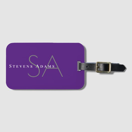 Chic Beruflich Periwinkle Lila Mit Monogramm Gepäckanhänger (Vorderseite (Horizontal))