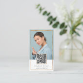 Chic Beruflich QR Code Gold Glitzer Frame Foto Visitenkarte (Stehend Vorderseite)