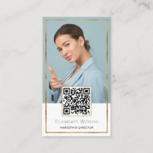 Chic Beruflich QR Code Gold Glitzer Frame Foto